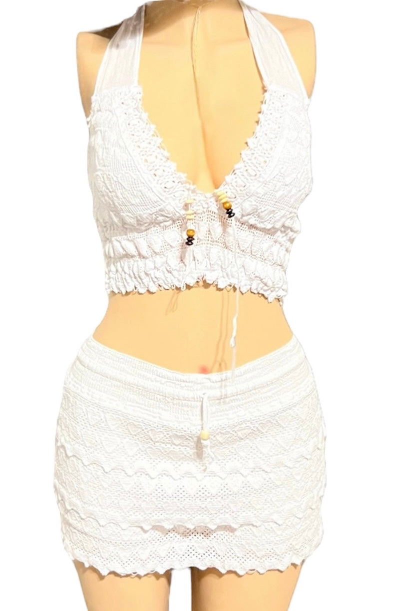HALTER CROCHET TOP AND SKORT 2PC SET