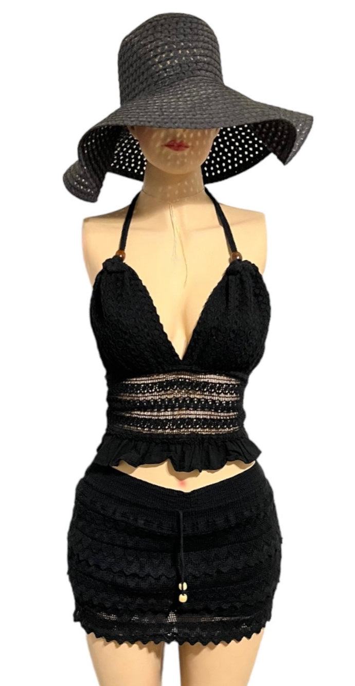 HALTER CROCHET TOP AND SKORT 2PC SET