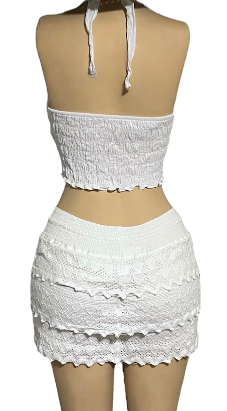 HALTER CROCHET TOP AND SKORT 2PC SET