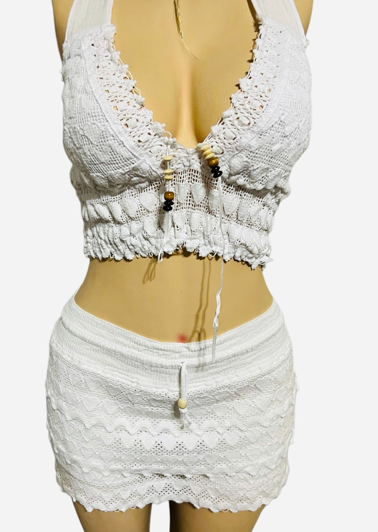 HALTER CROCHET TOP AND SKORT 2PC SET