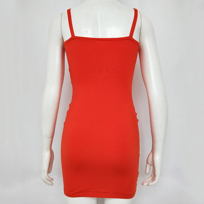 SOLID BACKLESS SPAGHETTI STRAP PARTY DRESS