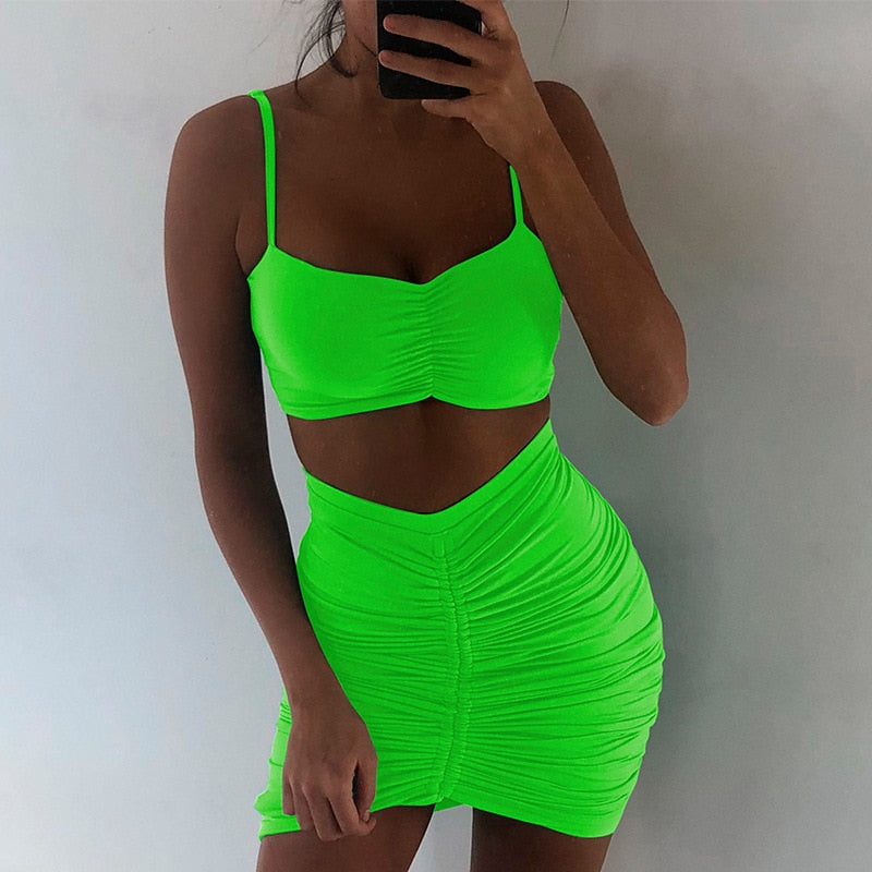 SLEEVELESS SOLID CROP TOP DRESS