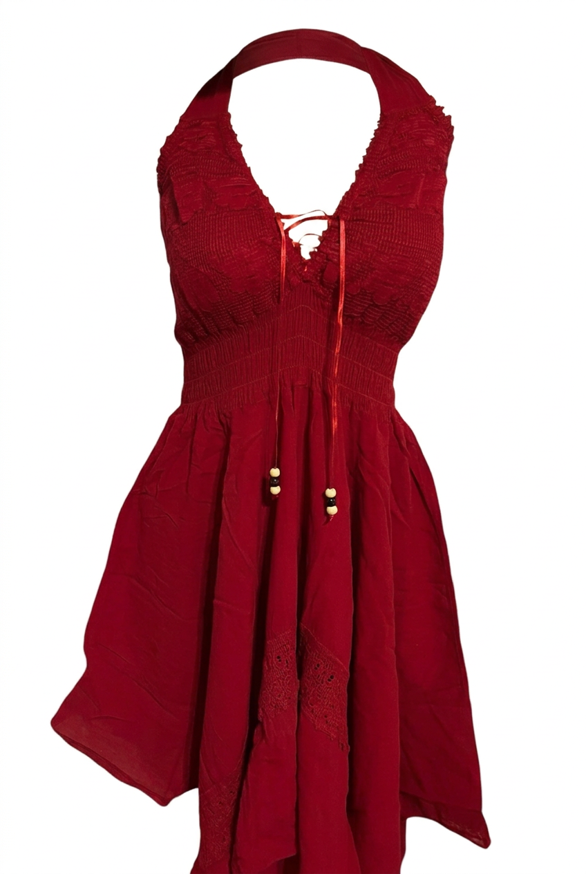 Red dress, close-up