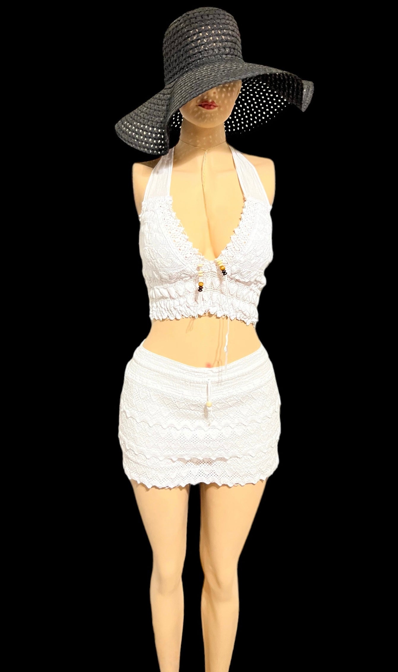 HALTER CROCHET TOP AND SKORT 2PC SET