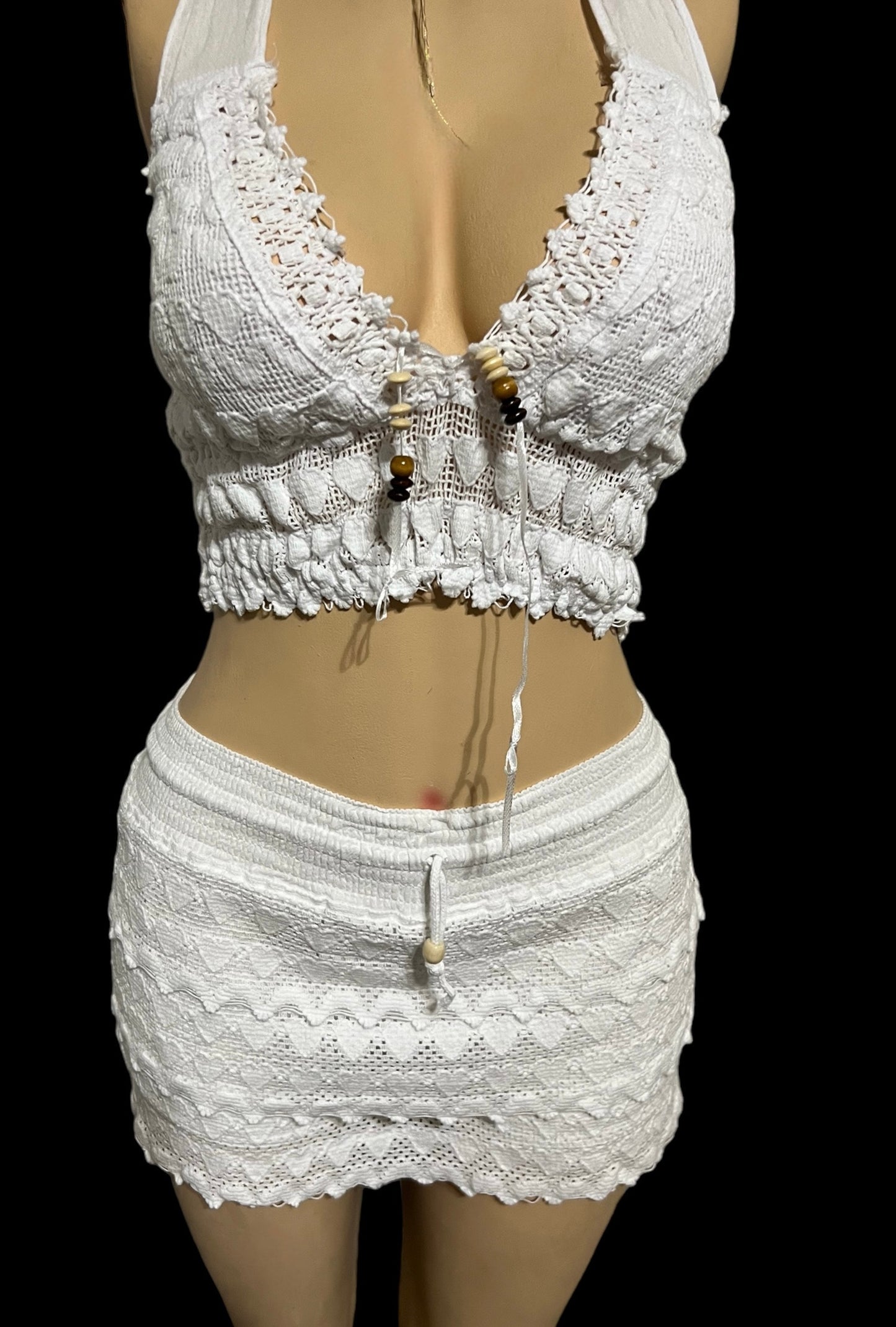 HALTER CROCHET TOP AND SKORT 2PC SET