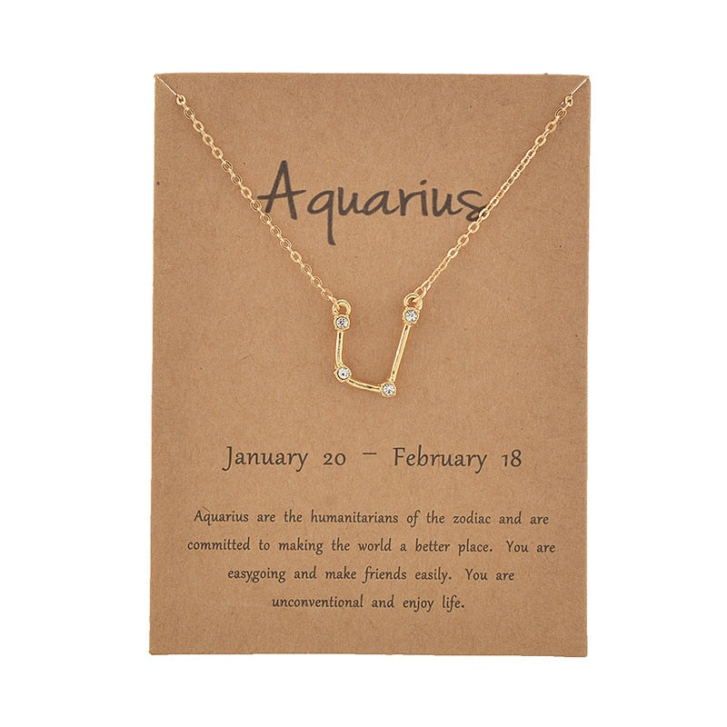 STAR ZODIAC SIGN CONSTELLATION CRYSTAL CHARM NECKLACE