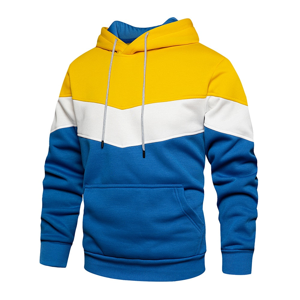 MEN'S PATCHWORK HOODED SWEATSHIRT