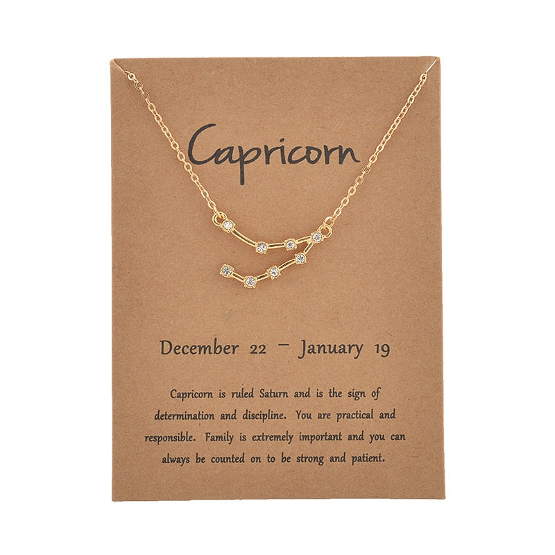 STAR ZODIAC SIGN CONSTELLATION CRYSTAL CHARM NECKLACE