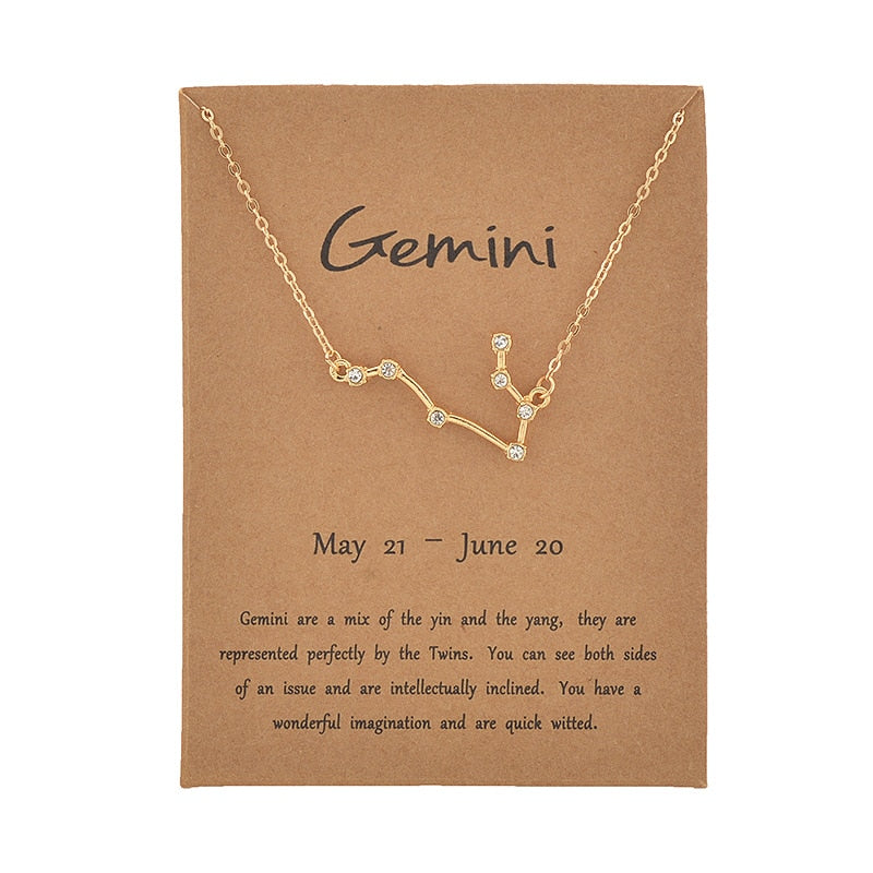 STAR ZODIAC SIGN CONSTELLATION CRYSTAL CHARM NECKLACE