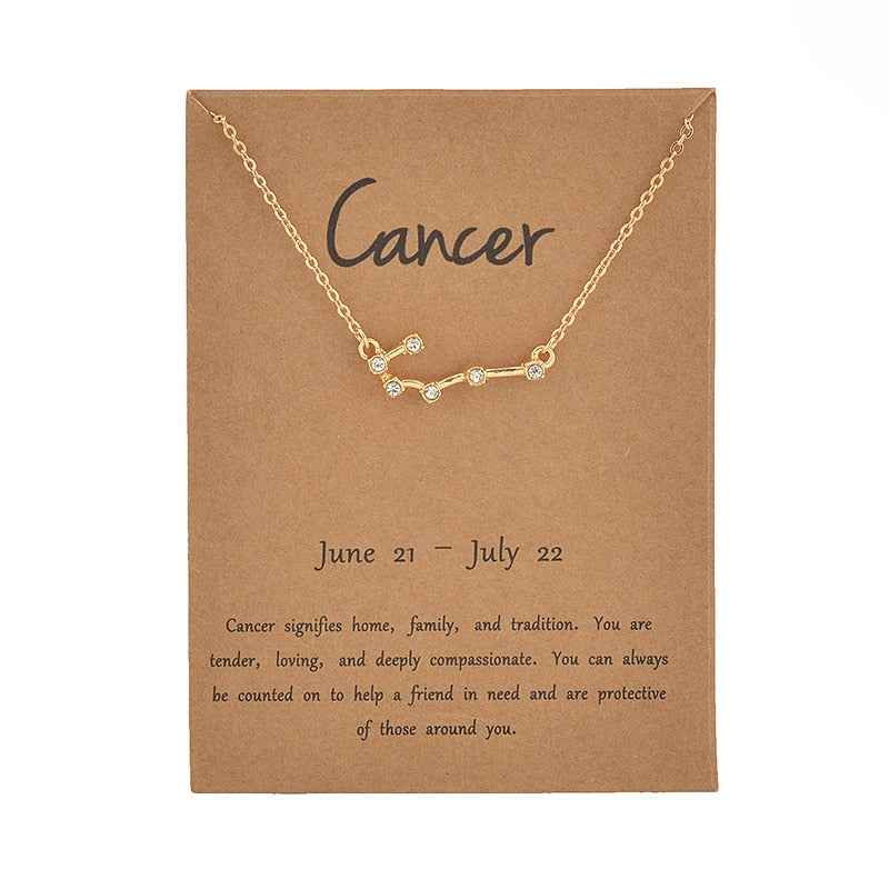 STAR ZODIAC SIGN CONSTELLATION CRYSTAL CHARM NECKLACE