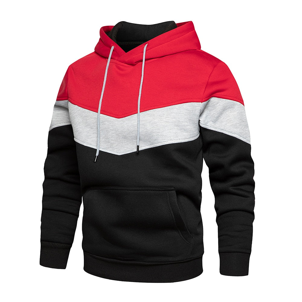 MEN'S PATCHWORK HOODED SWEATSHIRT