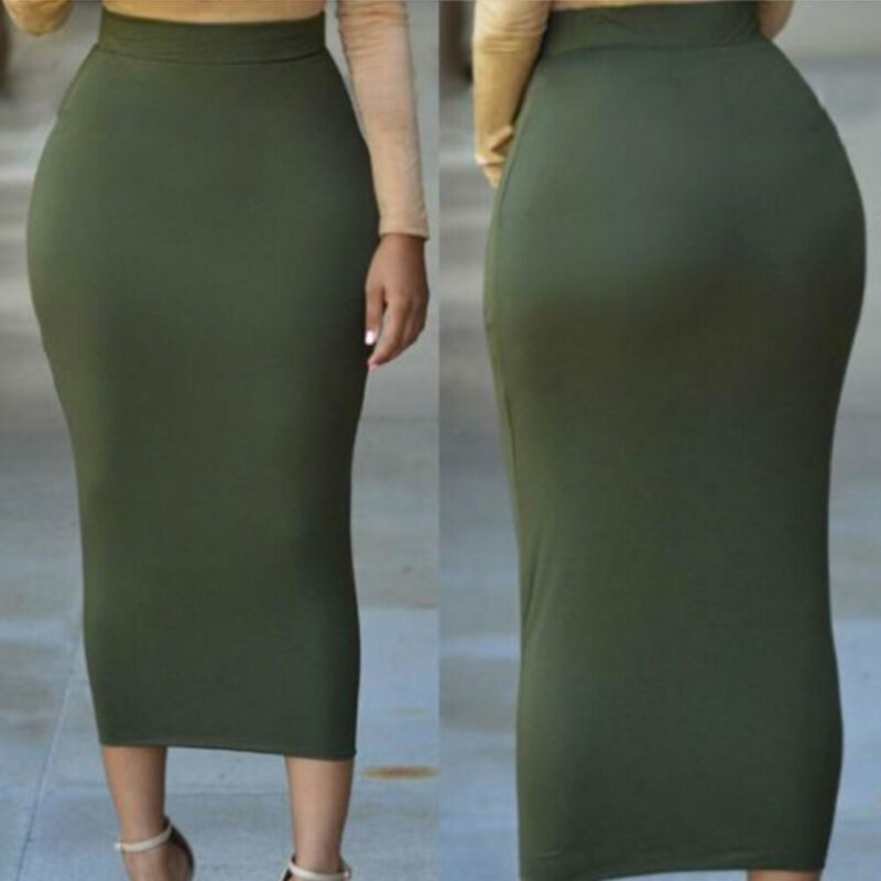 SLIM HIGH WAIST STRETCH PENCIL SKIRT