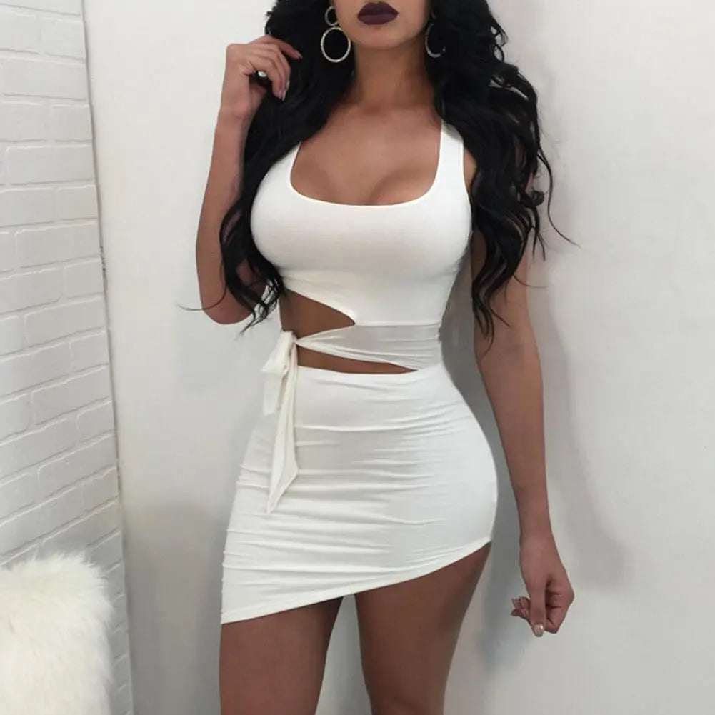 HOLLOW OUT HIGH WAIST SEXY MINI DRESS