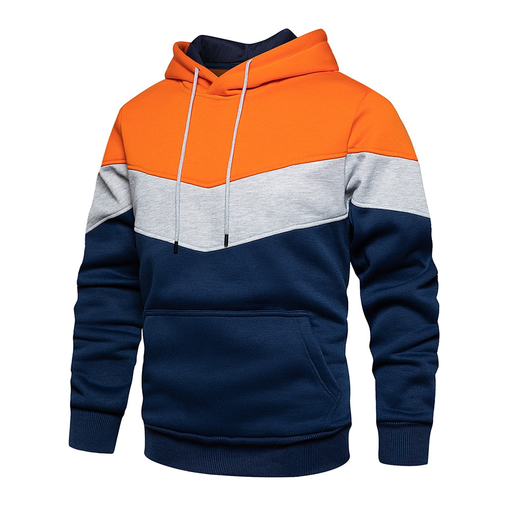 MEN'S PATCHWORK HOODED SWEATSHIRT