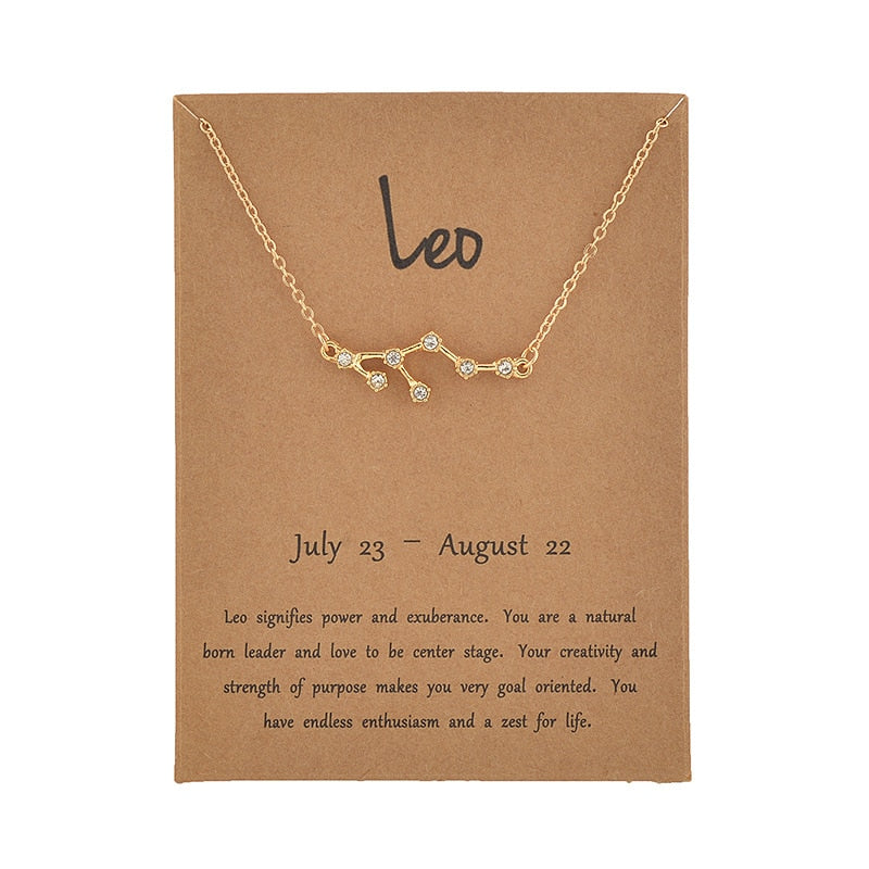 STAR ZODIAC SIGN CONSTELLATION CRYSTAL CHARM NECKLACE