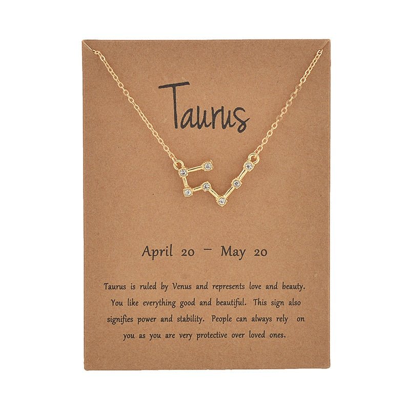 STAR ZODIAC SIGN CONSTELLATION CRYSTAL CHARM NECKLACE