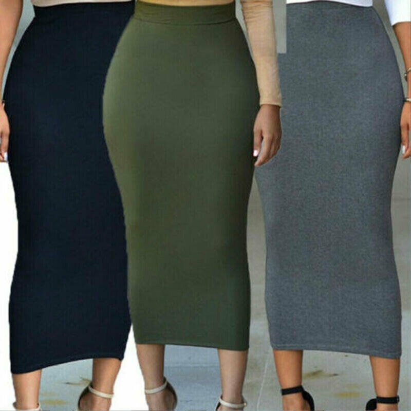 SLIM HIGH WAIST STRETCH PENCIL SKIRT