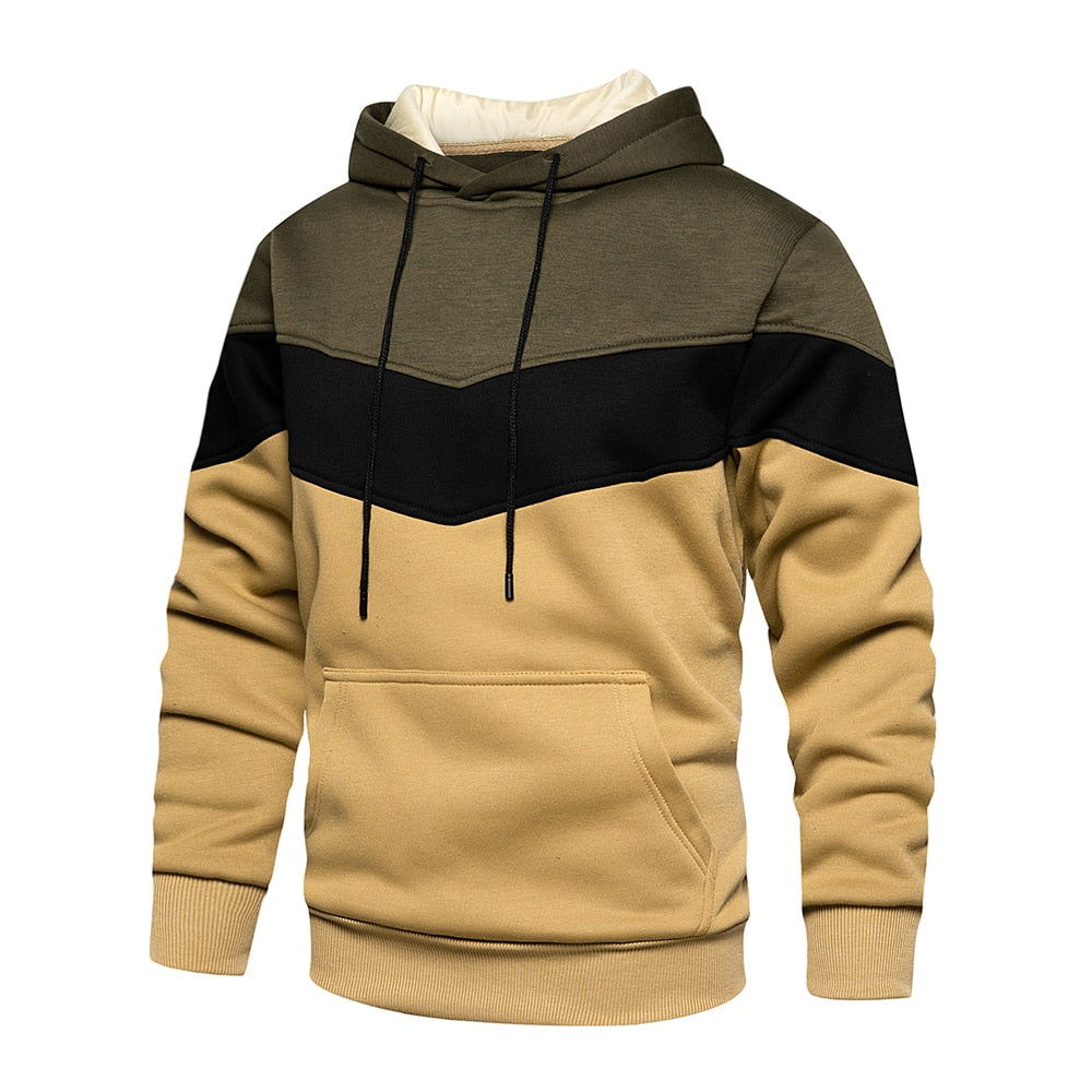 MEN'S PATCHWORK HOODED SWEATSHIRT