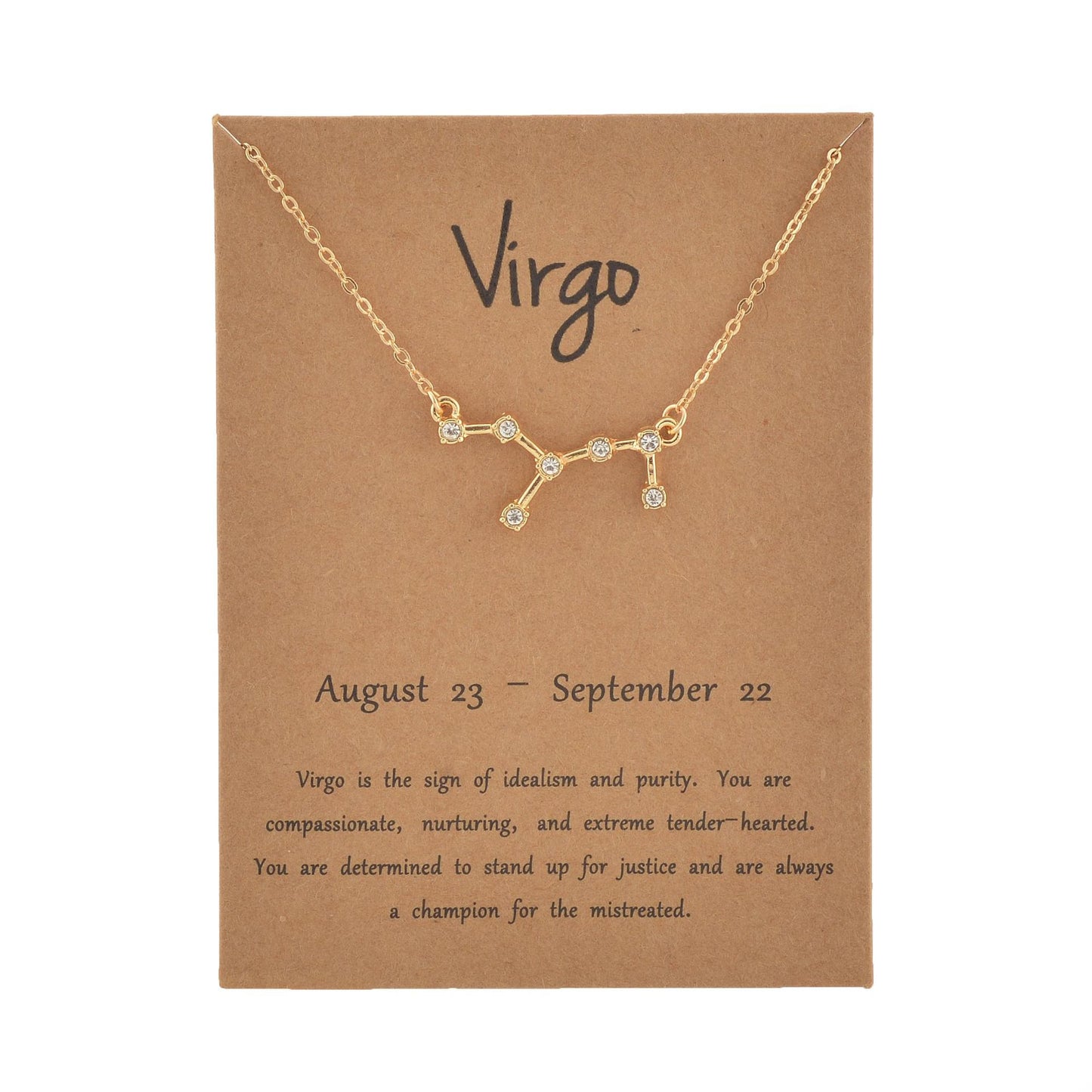 STAR ZODIAC SIGN CONSTELLATION CRYSTAL CHARM NECKLACE