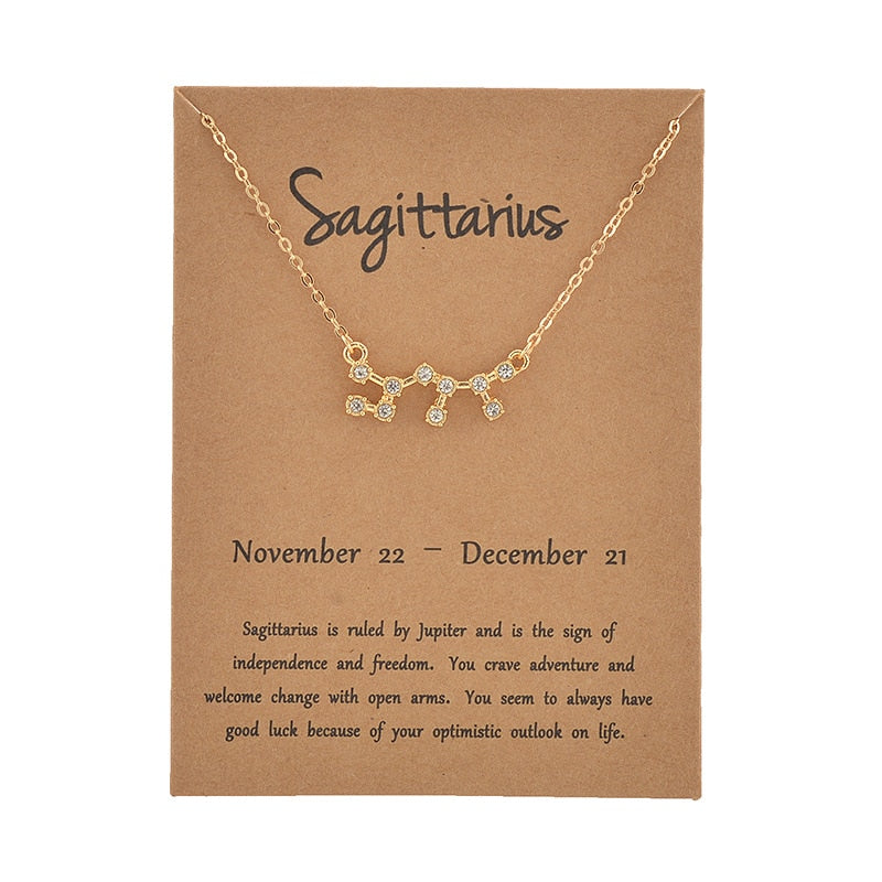 STAR ZODIAC SIGN CONSTELLATION CRYSTAL CHARM NECKLACE