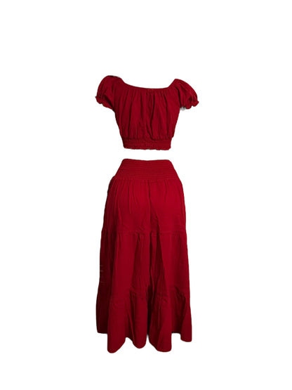 SOLID CROCHET TOP AND LONG SKIRT SUMMER/BEACH 2PC SET