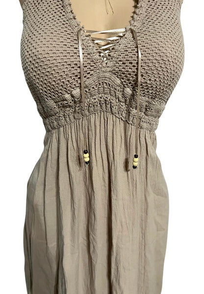 SOLID HALTER V-NECK, BACKLESS SUMMER/BEACH DRESS