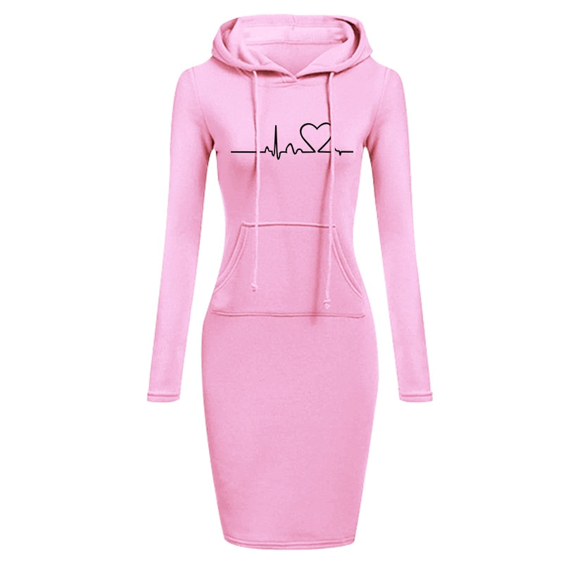 FASHION HOODED SWEATER DRESS