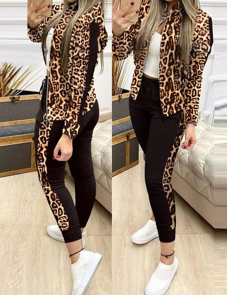 WOMEN TWO PIECE TRACKSUIT ZIPPER TOP AND PANTS SET