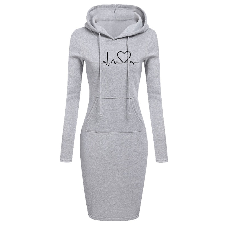 FASHION HOODED SWEATER DRESS