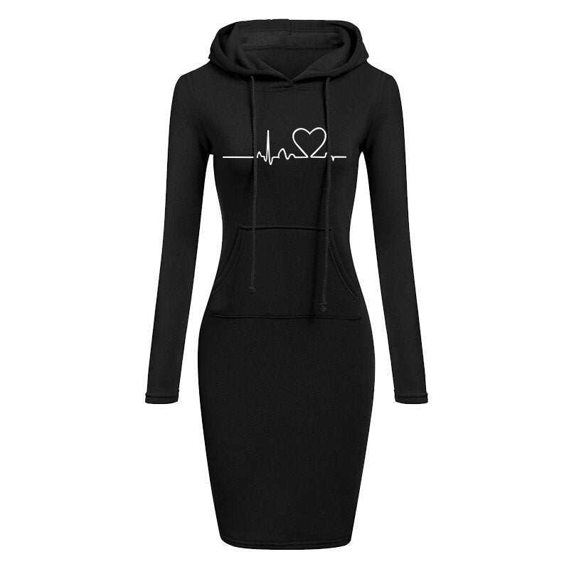 FASHION HOODED SWEATER DRESS