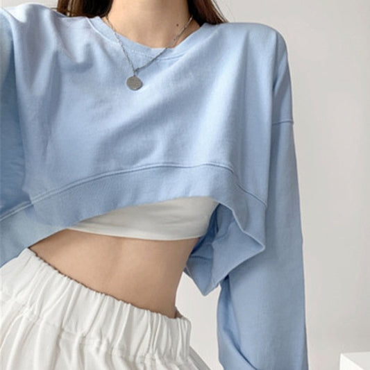 LONG SLEEVE CROPPED TOP SWEATSHIRT