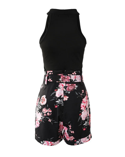 SLEEVELESS CAMI TANK HIGH WAIST PRINT SHORTS 2PCS SET
