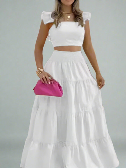 Solid Two Piece Maxi Dress
