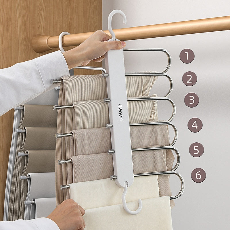 MULTI-FUNCTIONAL 6 IN 1 PANTS HANGER ORGANIZER