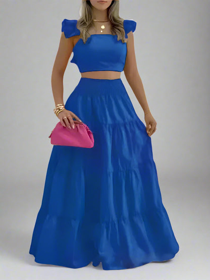 Solid Two Piece Maxi Dress