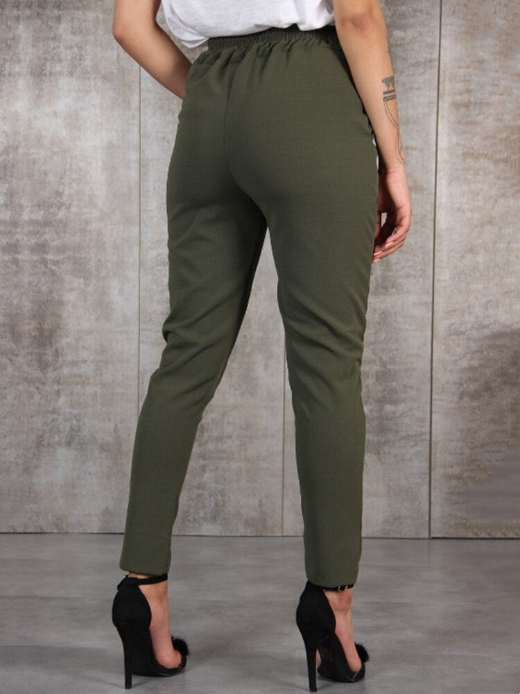 CASUAL SLIM FIT HIGH WASIT CHIFFON PANTS