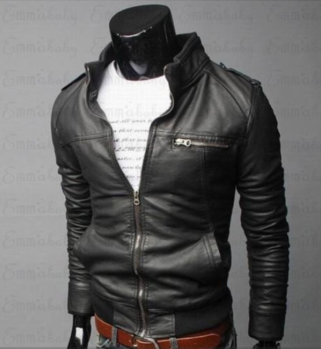 HOT FASHION COLLAR SLIM FIT LEATHER JACKET