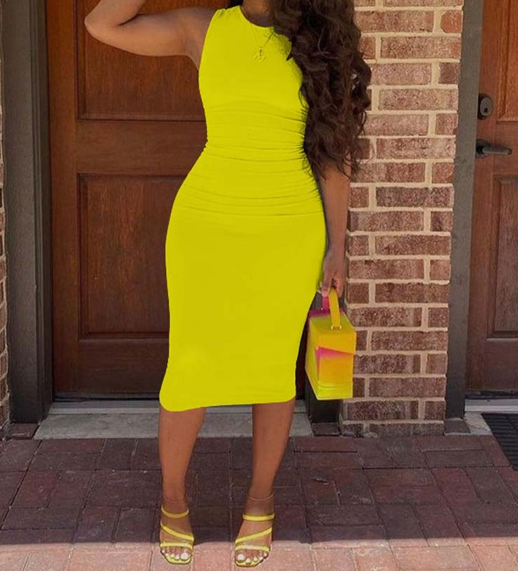 SOLID COLOR PENCIL DRESS