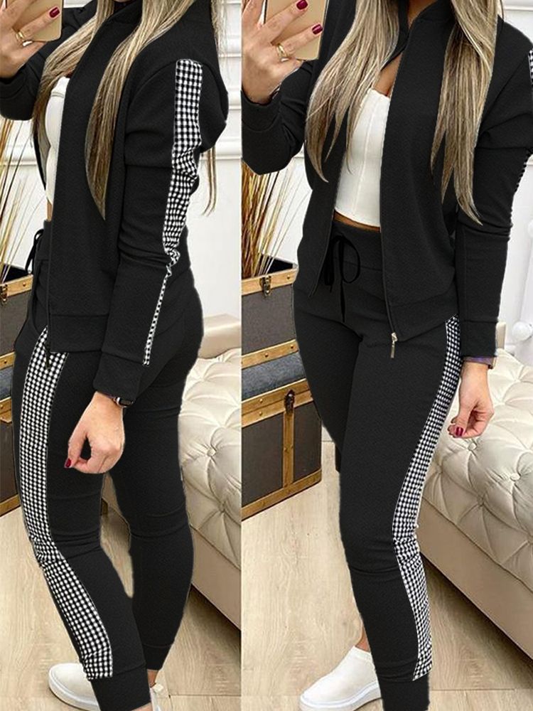 WOMEN TWO PIECE TRACKSUIT ZIPPER TOP AND PANTS SET