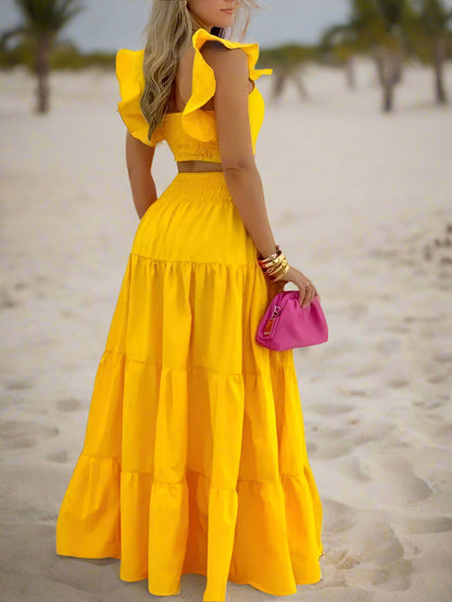 Solid Two Piece Maxi Dress