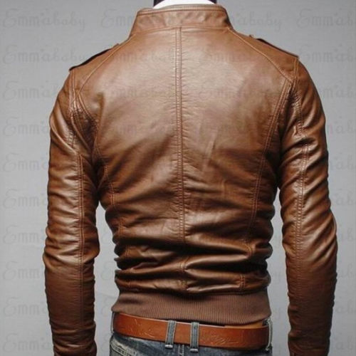 HOT FASHION COLLAR SLIM FIT LEATHER JACKET