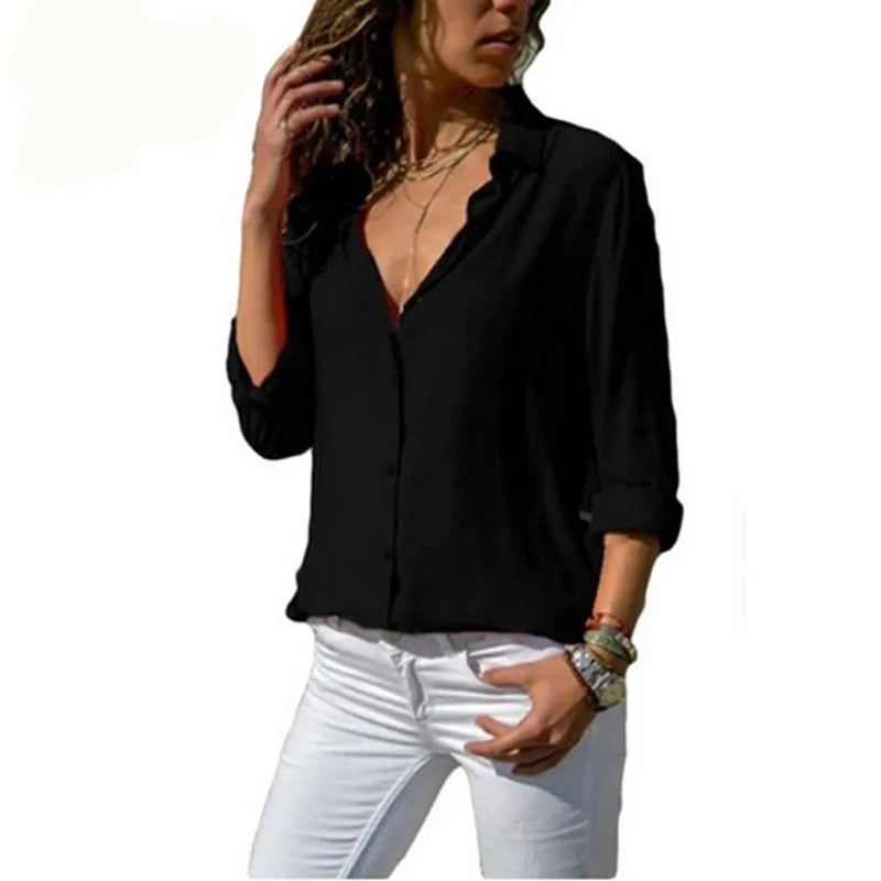 V-NECK LONG SLEEVE BLOUSE