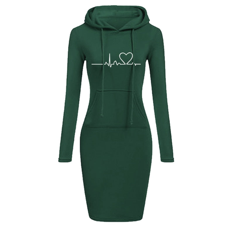 FASHION HOODED SWEATER DRESS