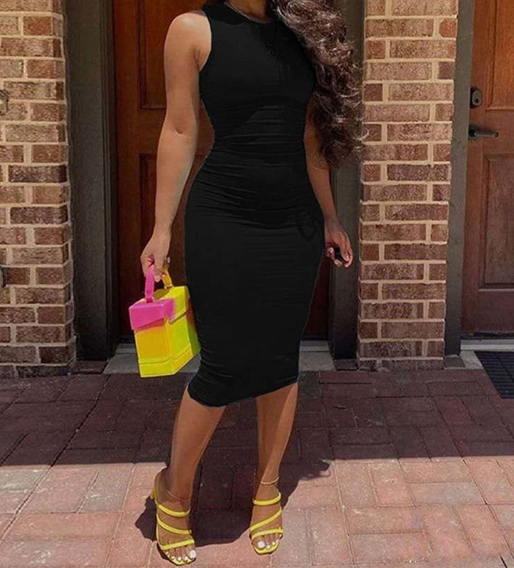 SOLID COLOR PENCIL DRESS