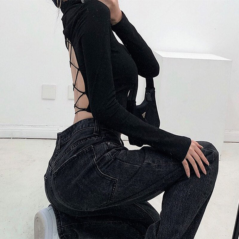 SEXY OPEN BACK CROP TOP