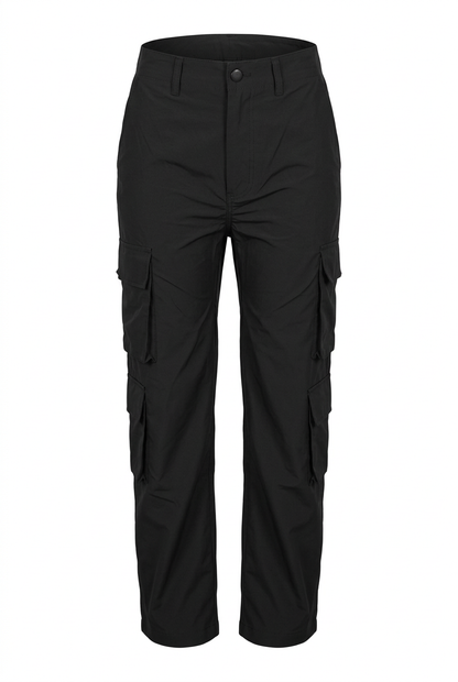 Black cargo pants, front
