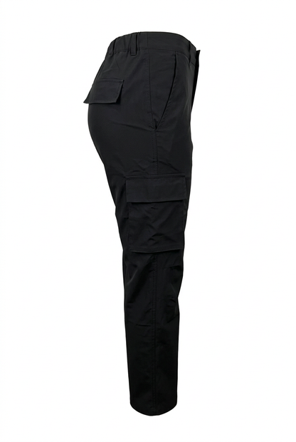 Black cargo pants, side