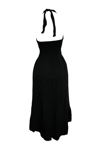 Black dress back view without hat or mannequin