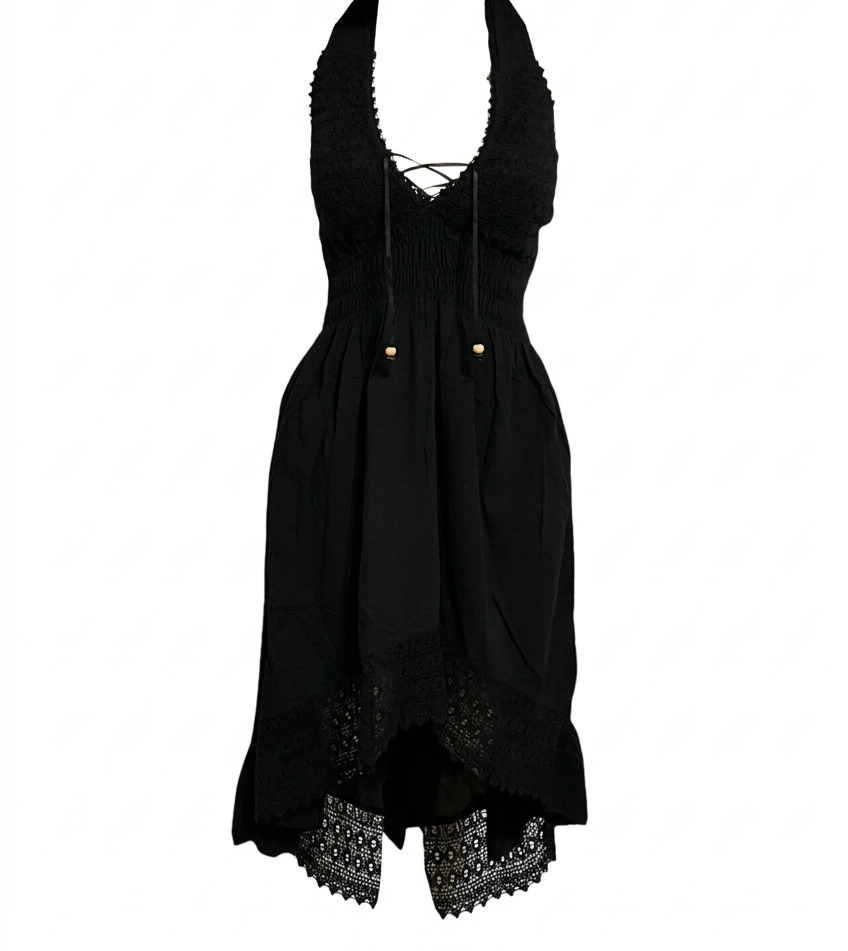 Black dress, front view with mannequin removed