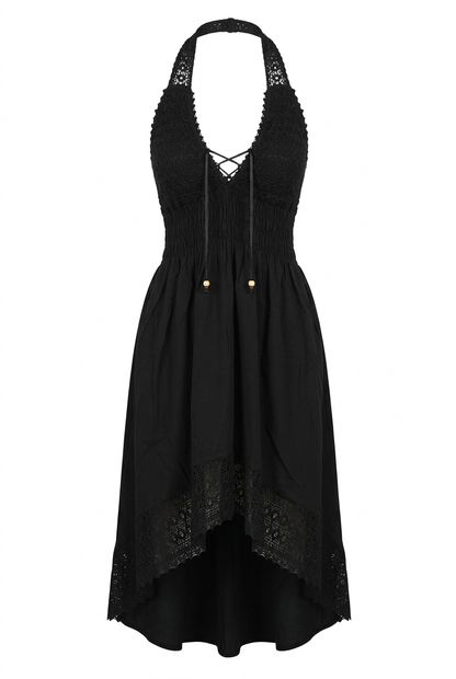 Black dress front view without hat or mannequin